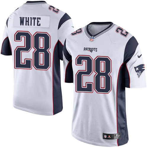 Men's Limited James White Nike Jersey White Road - #28 NFL New England Patriots